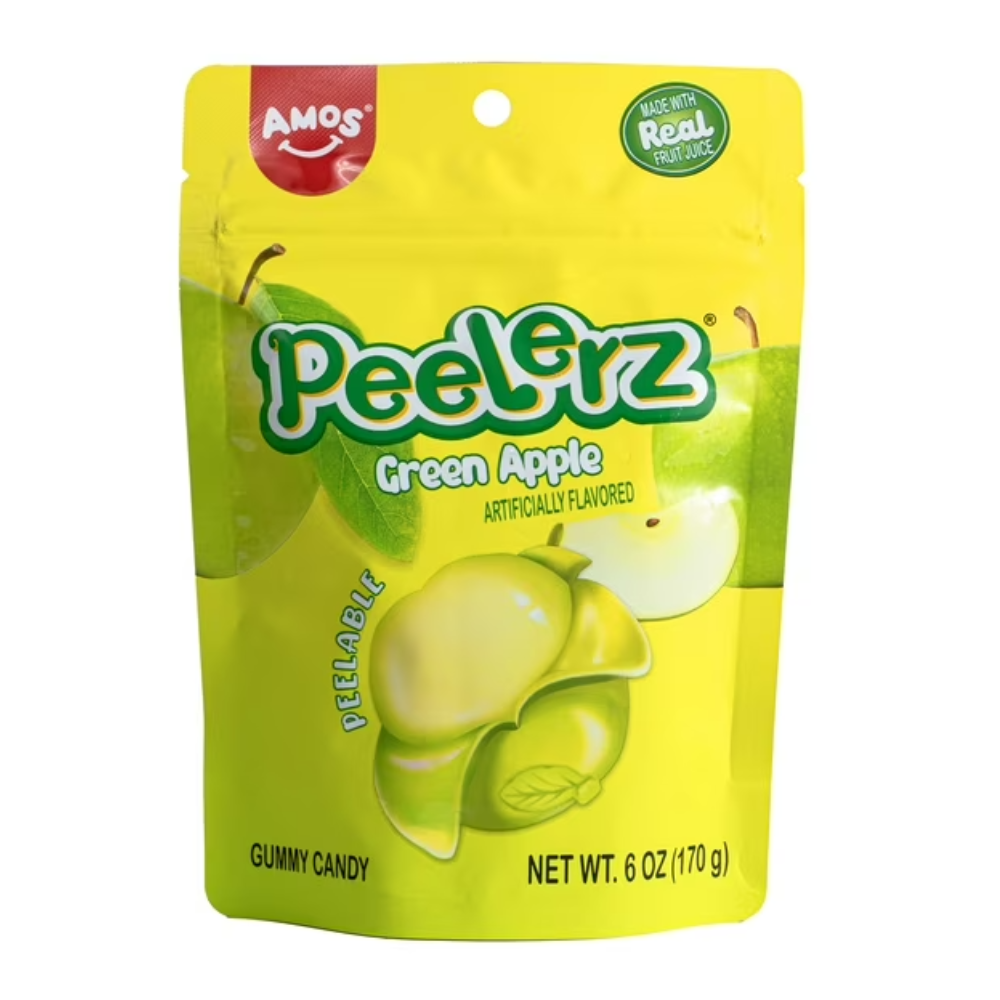Amos Peelerz Green Apple Artificially Flavored Peelable Gummy Candy (170g)