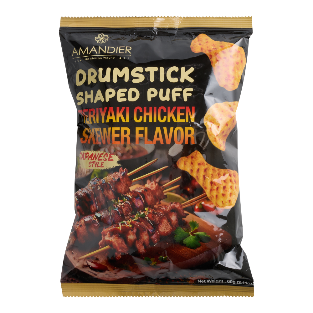 Amandier Drumstick Shaped Puff Teriyaki Chicken Skewer Flavor Japanese Style Chips (60g)