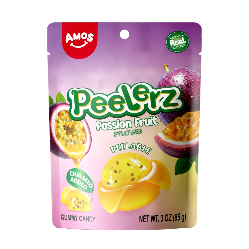 Amos Peelerz Passion Fruit Artificially Flavored Peelable Gummy Candy (170g)