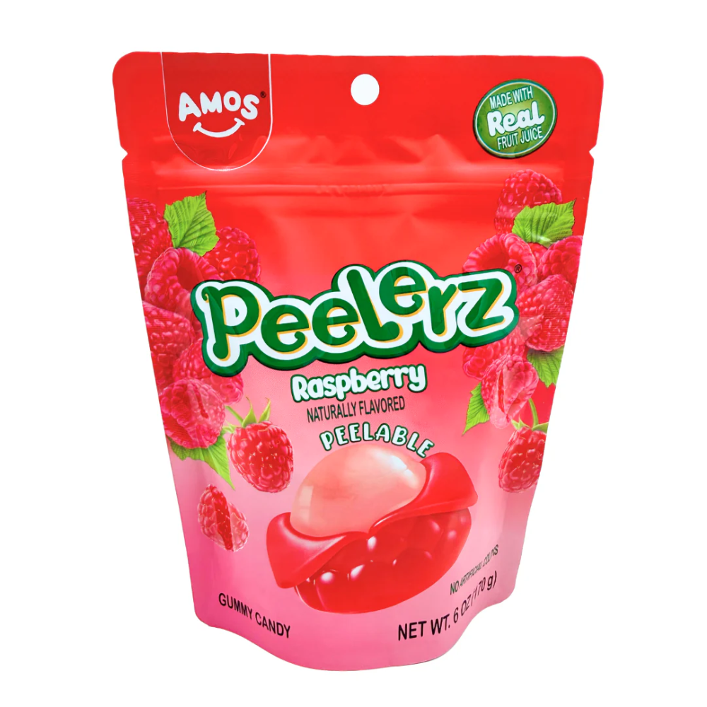 Amos Peelerz Raspberry Naturally Flavored Peelable Gummy Candy (170g)