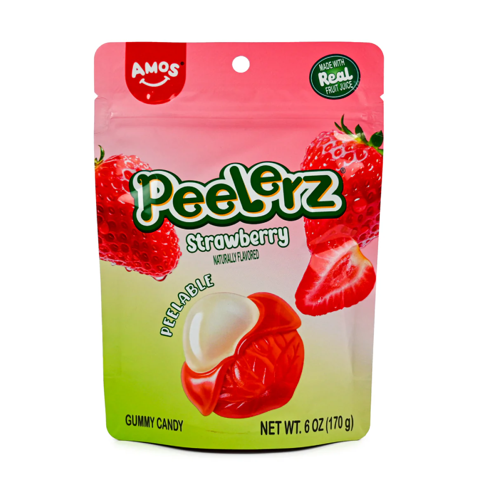 Amos Peelerz Strawberry Artificially Flavored Peelable Gummy Candy (170g)