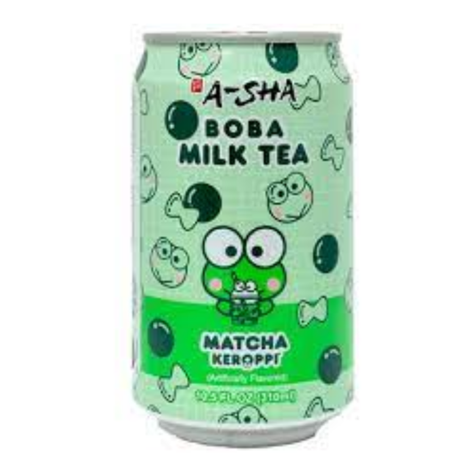 A-Sha Boba Milk Tea Matcha Keroppi Flavor (310ml)