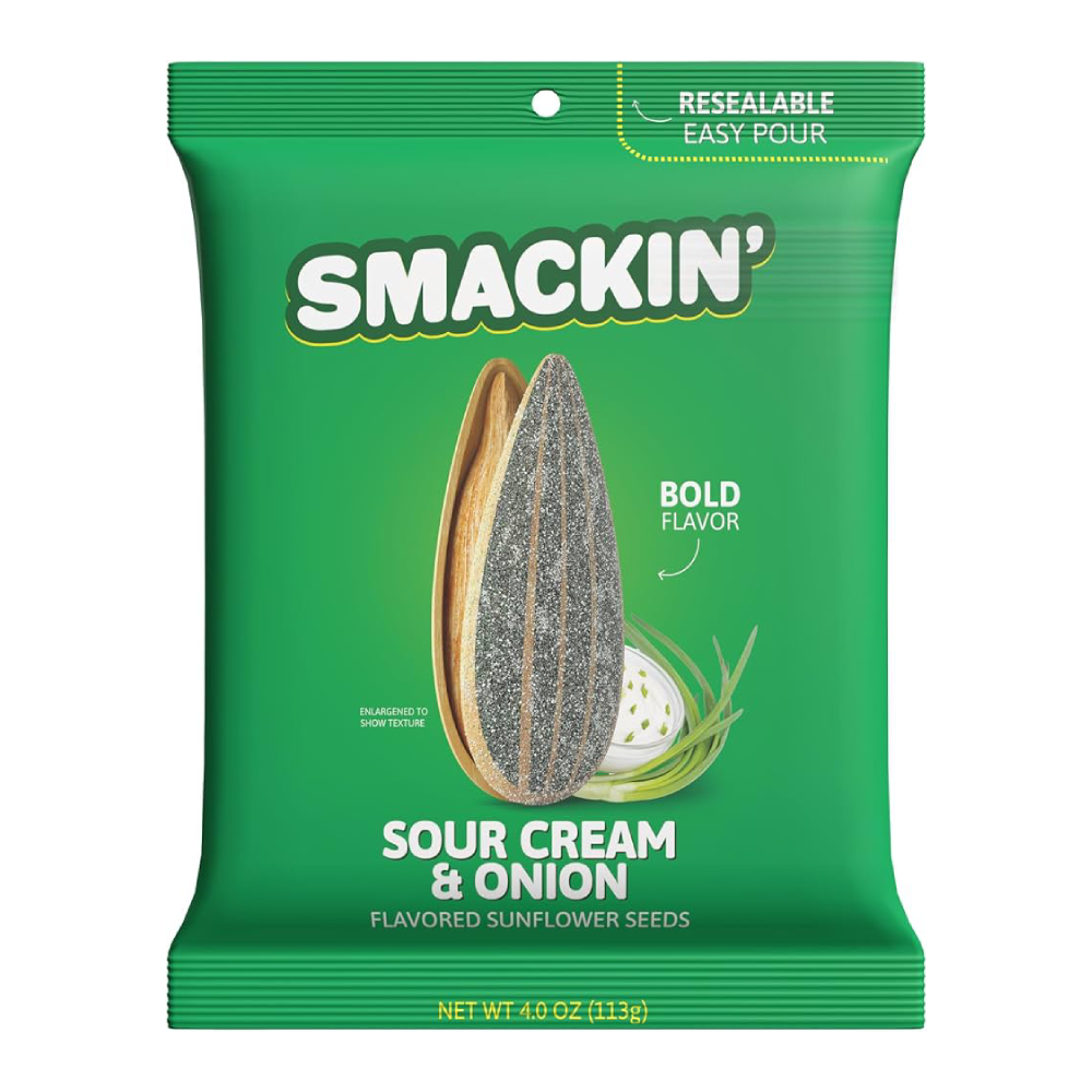 SMACKIN' Sour Cream & Onion Flavored Sunflower Seeds (113g)