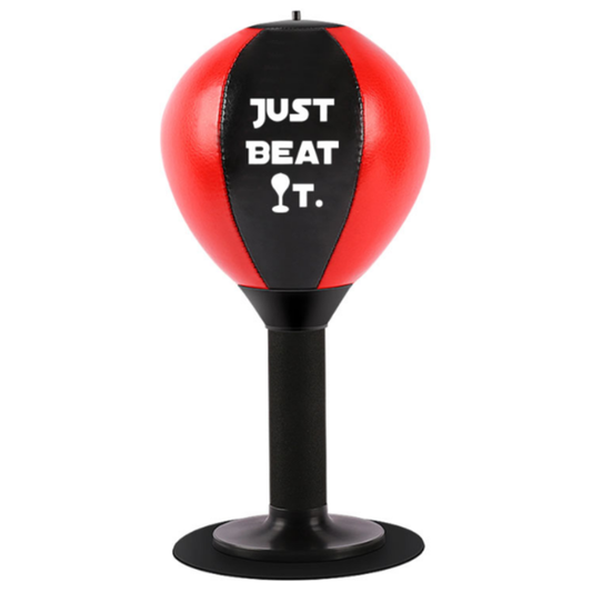 Just Beat It Desktop Punching Ball – Stress Relief Toy for Office and Home, Red and Black Spring-Back Boxing Ball with Suction Base – Fun Desk Accessory for Adults and Kids