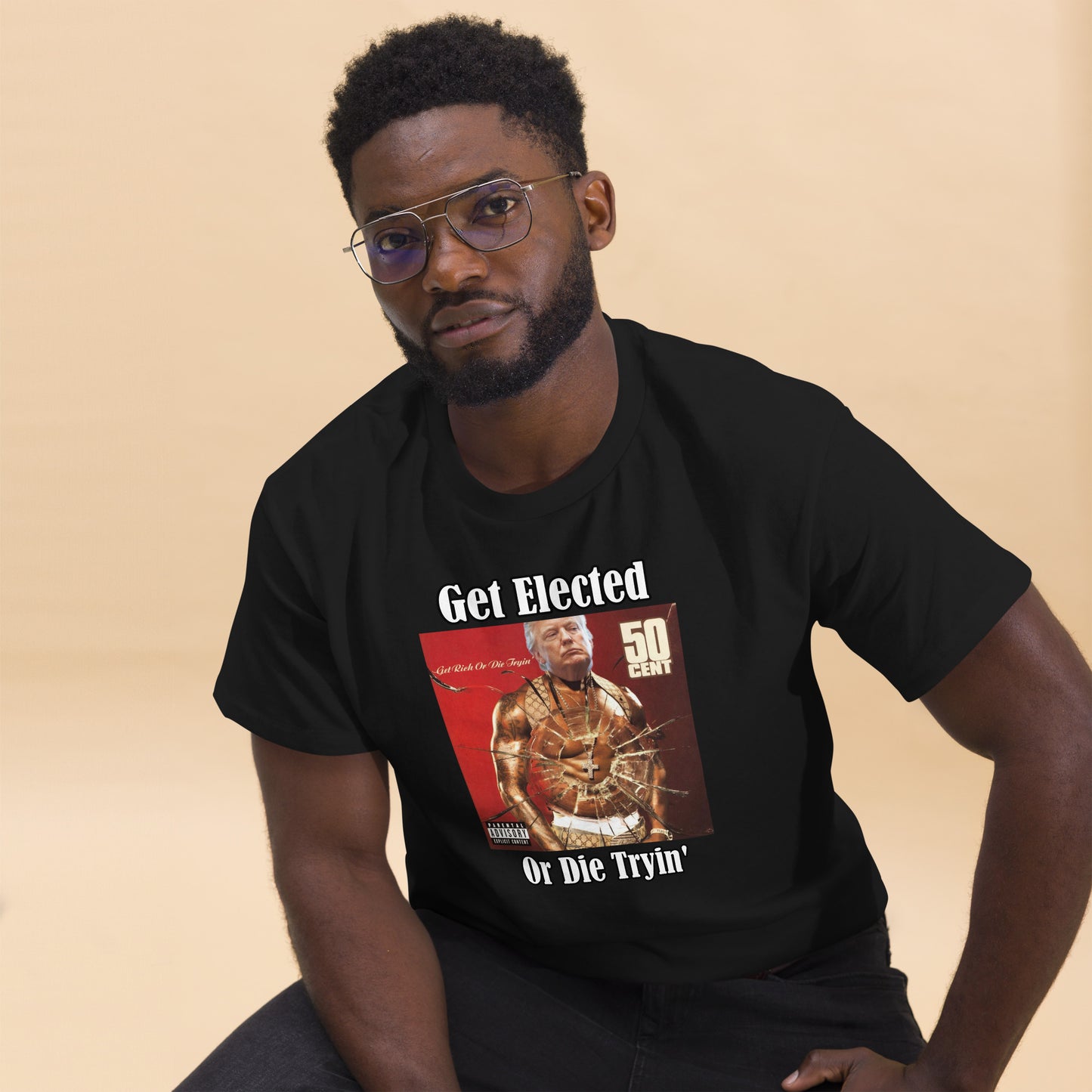 Trump 50 Cent "Get Elected Or Die Tryin" MAGA 2024 Funny T-Shirt for Men and Women - Full Sizes Available