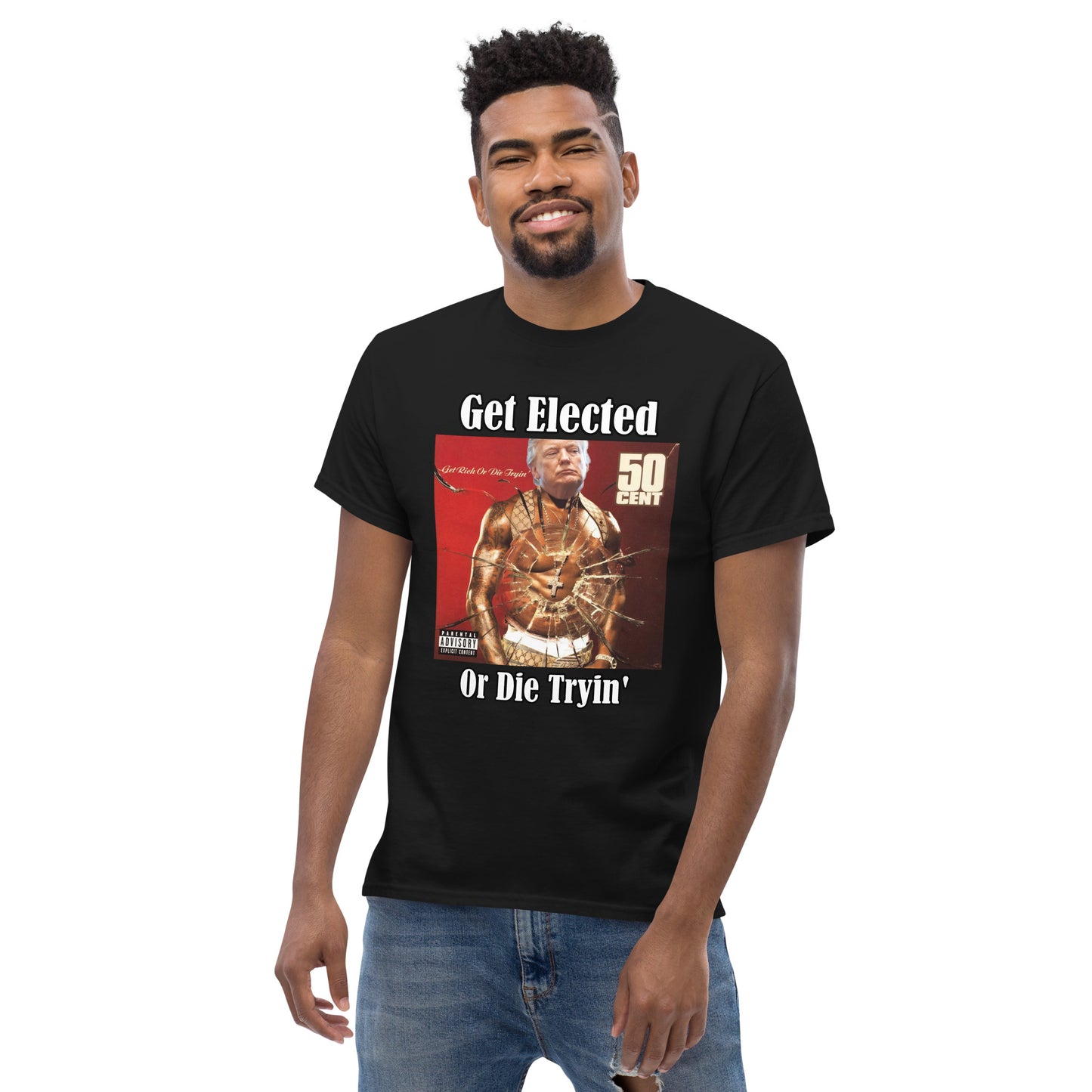 Trump 50 Cent "Get Elected Or Die Tryin" MAGA 2024 Funny T-Shirt for Men and Women - Full Sizes Available