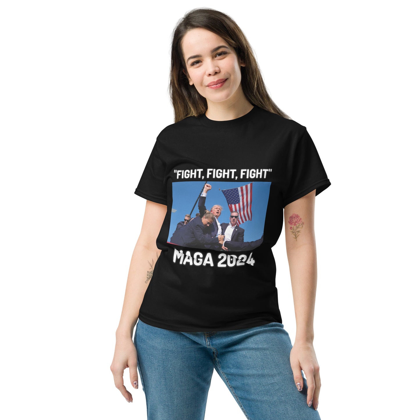 Trump "Fight,Fight,Fight" MAGA 2024 Funny T-Shirt for Men and Women - Full Sizes Available