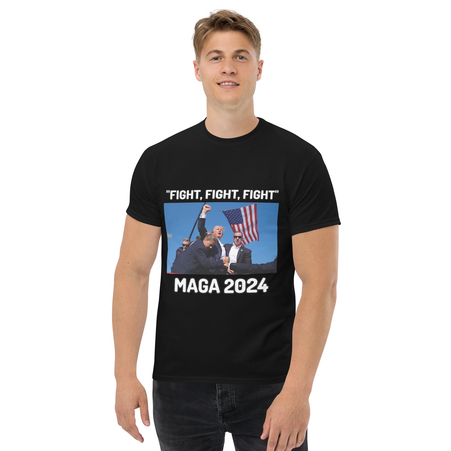 Trump "Fight,Fight,Fight" MAGA 2024 Funny T-Shirt for Men and Women - Full Sizes Available