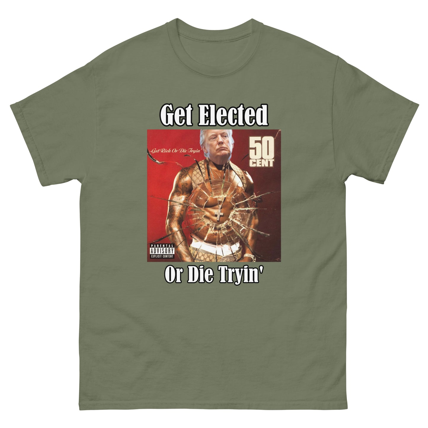 Trump 50 Cent "Get Elected Or Die Tryin" MAGA 2024 Funny T-Shirt for Men and Women - Full Sizes Available